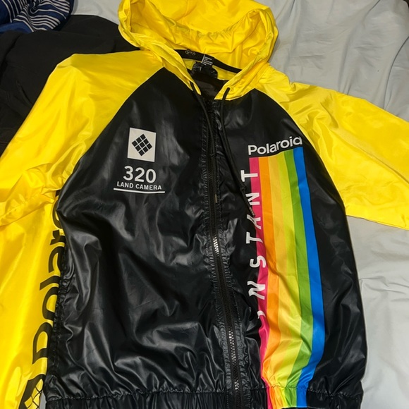 Forever 21 Jackets & Blazers - Black and yellow Polaroid zip up windbreaker with hood. Size medium